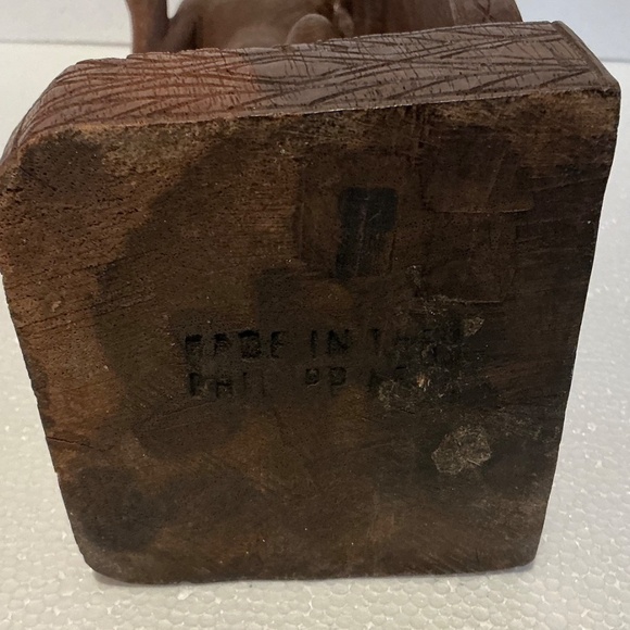 Hand Carved Bookend Wood Native IGOROT Philippines Hunter 12” Figurine - Picture 7 of 8